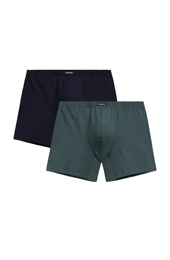Boxer da uomo Atlantic 2MH-173 verde/blu navy - taglio sartoriale, cotone, confezione da 2 pezzi