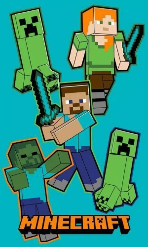 Asciugamano per bambini Minecraft Crawler | 100% cotone, 350 g/m², con etichetta