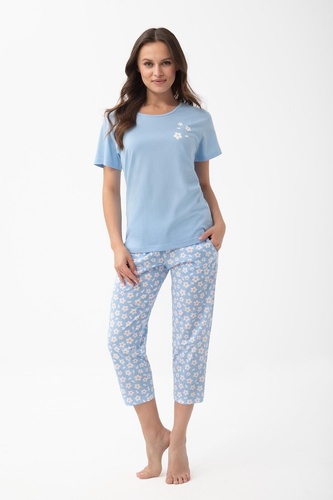 1301 Luna Pigiama donna cotone 3/4 floreale morbido comodo 100% cotone