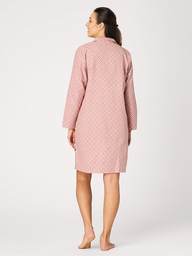 Camicia da notte Key LND 743 rosa – flanella di cotone, con bottoni