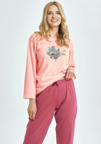 Pigiama donna Patricia 3460 Taro in cotone albicocca manica 7/8