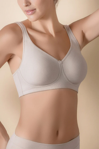 Reggiseno senza ferretto Selene Hellen beige in cotone morbido e comodo