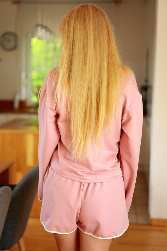 Alex Mirale - Set tuta donna tre pezzi | Camicetta + pantaloni + pantaloncini | Manifattura polacca - rosa