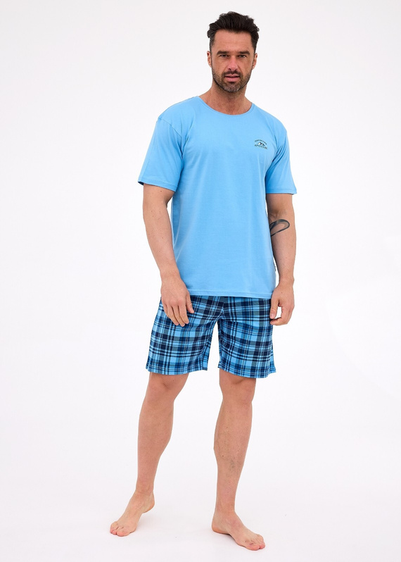 Pigiama Cornette da uomo 326/311 Ready 2 blu - cotone, manica corta, comodo e alla moda