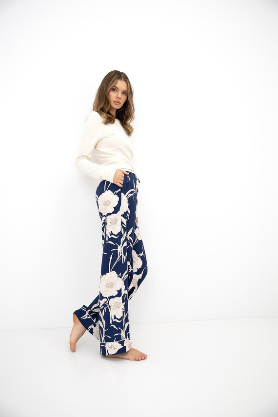 Pigiama donna Sensis Monroe con apertura, 100% cotone interlock, motivo fiocchi di neve