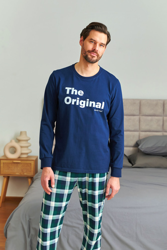 7341 Doctor Nap - Pigiama da uomo "The Original" | 100% cotone, produzione polacca - blu navy