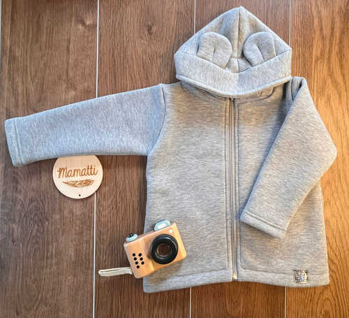 Felpa con cappuccio e zip da bambina BH101 grigio - Mamatti
