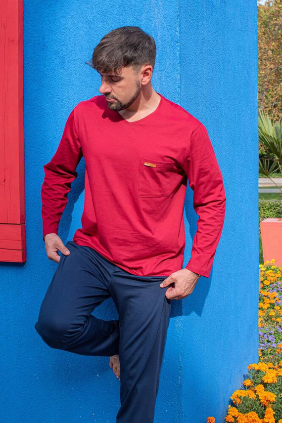 683 Kevin Forex Pigiama da uomo - marrone - blu navy