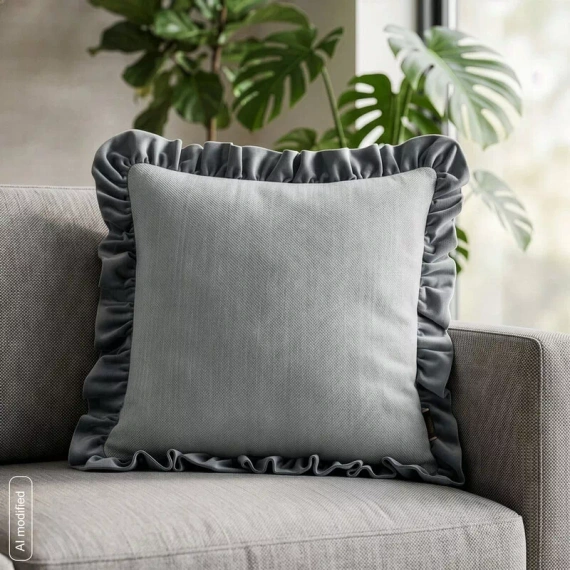 Eurofirany Elvara federa decorativa 45x45 in velluto con balza - argento