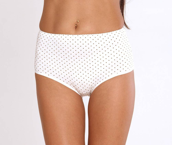018 Sara De lafense mutandine a vita alta - ecru a pois
