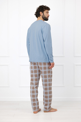 Italian Fashion Wilhelm Pigiama Uomo 100% Cotone Bottoni Quadri - cappuccino
