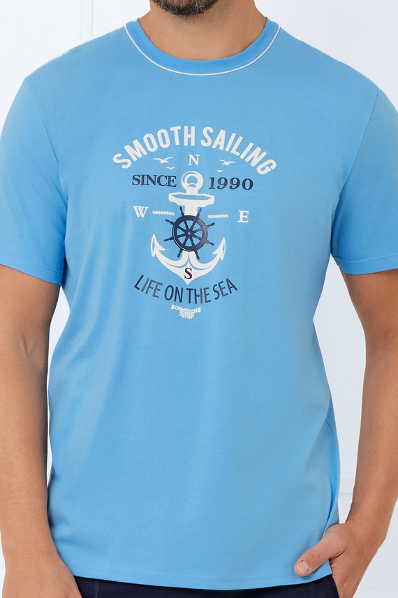 Port Pigiama da uomo a maniche corte, pantaloncini Moda italiana - blu