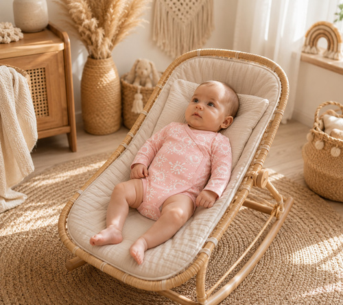 Body neonato incrociato Mamatti BD16326 rosa con cuoricini in cotone