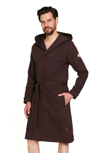Doctor Nap 7332 - Vestaglia da uomo in cotone con cappuccio | 100% cotone, lucidata - brownie