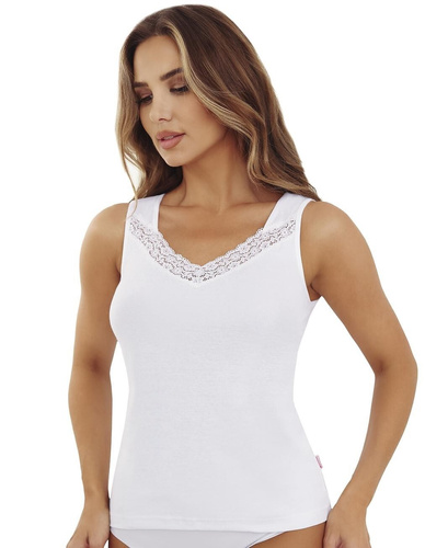 T-shirt Emili Jess donna bianco - cotone, con spalline larghe e pizzo