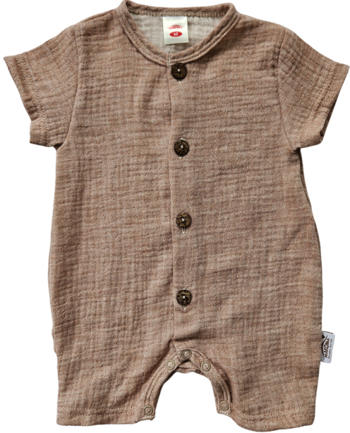 Baby Rampers Just Muslin 02235RL Makoma latte- mussola 100% cotone, manica corta
