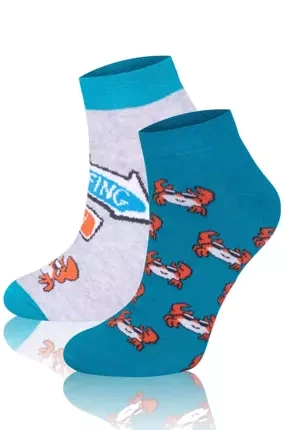 S138S Krab Socks calze per piedi Moda Italiana - turchese/arancione/melange chiaro
