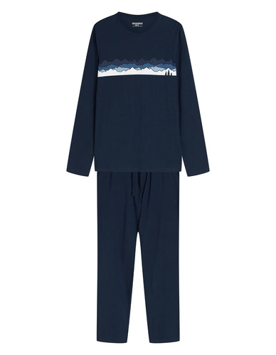 Henderson Froze 45492 Pigiama Uomo Lunga 100% Cotone Navy