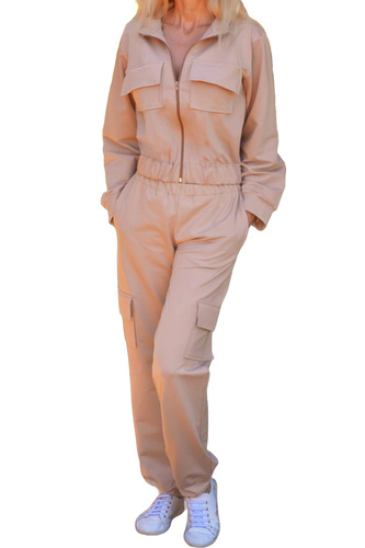 Tuta da donna Mili Mirale in cotone, comodo set con tasche - produzione polacca - beige