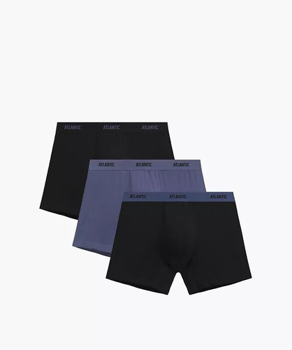 Boxer da uomo Atlantic 3MH-0177 A3 3 pezzi nero-denim – cotone, gamba lunga