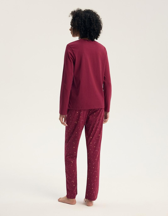 Pigiama da donna Henderson 45439 Gilly Carmine 100% cotone manica lunga
