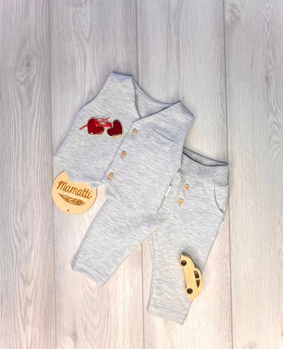 Mamatti KC008 completo bambino elegante gilet pantaloni grigio