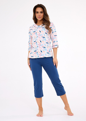 Amelia 732/452 Pigiama donna Cornette blu pennino - cotone, manica 3/4, comfort e stile