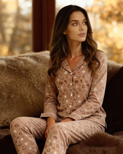 482/434 Pigiama donna Smile 4 Cornette - cotone, sbottonato, con colletto