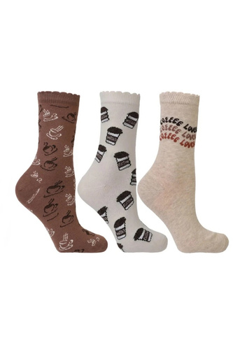 Calze donna Moraj CSL250-989 in cotone con motivo caffè, senza costrizione
