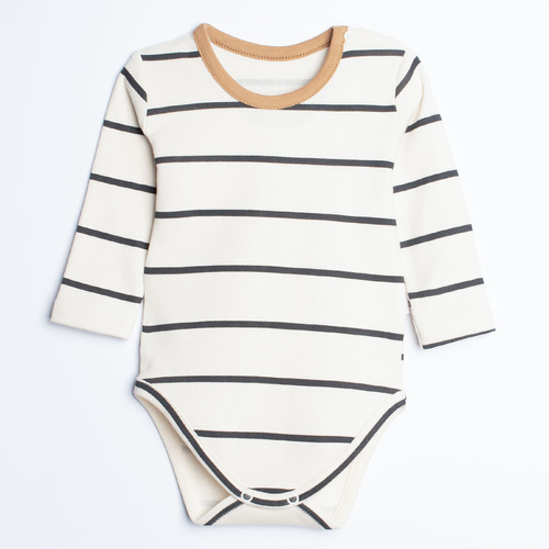 Body neonato 222099 Olo Nicol 100% cotone righe grafite manica lunga