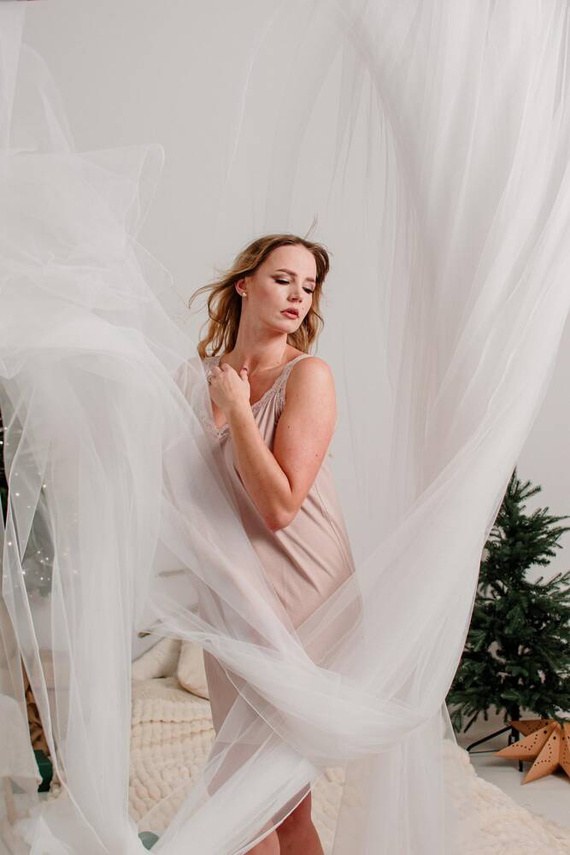 771 Camicia da notte nocciola De Lafense - sabbia