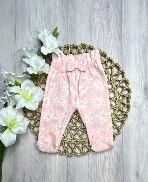 Pantaloni lunghi per neonati Mamatti PG16315 vita alta rosa in cotone