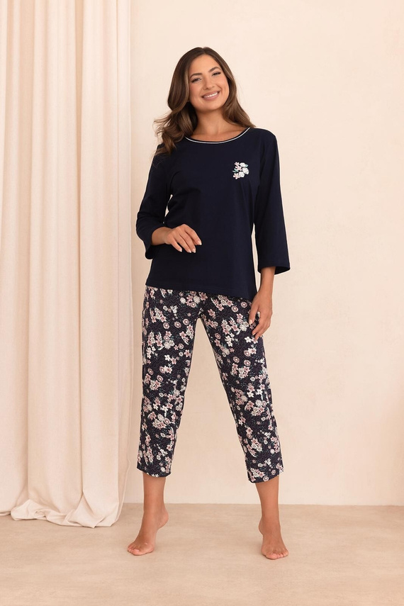 Regina 744 3/4 pigiama donna 100% cotone pantaloni 7/8