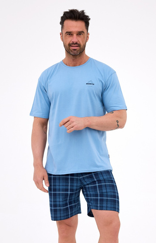 326/316 Pigiama North 3 Cornette blu da uomo - cotone, manica corta, comodo ed elegante