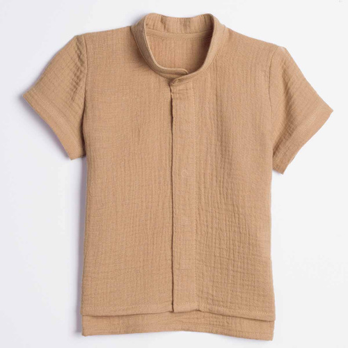 Camicia bambino Nicol 224352 mussola 100% cotone manica corta - caramello