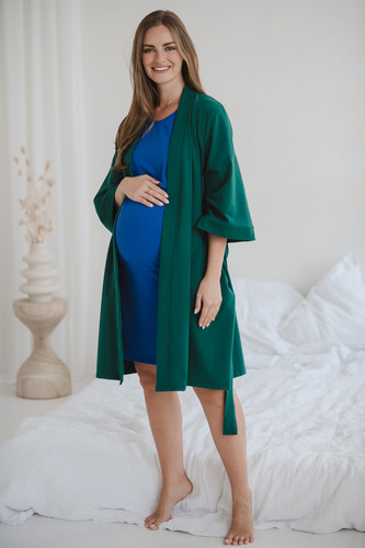 Milk&Love vestaglia premaman verde bottiglia - cotone con elastan, confortevole, manica 7/8