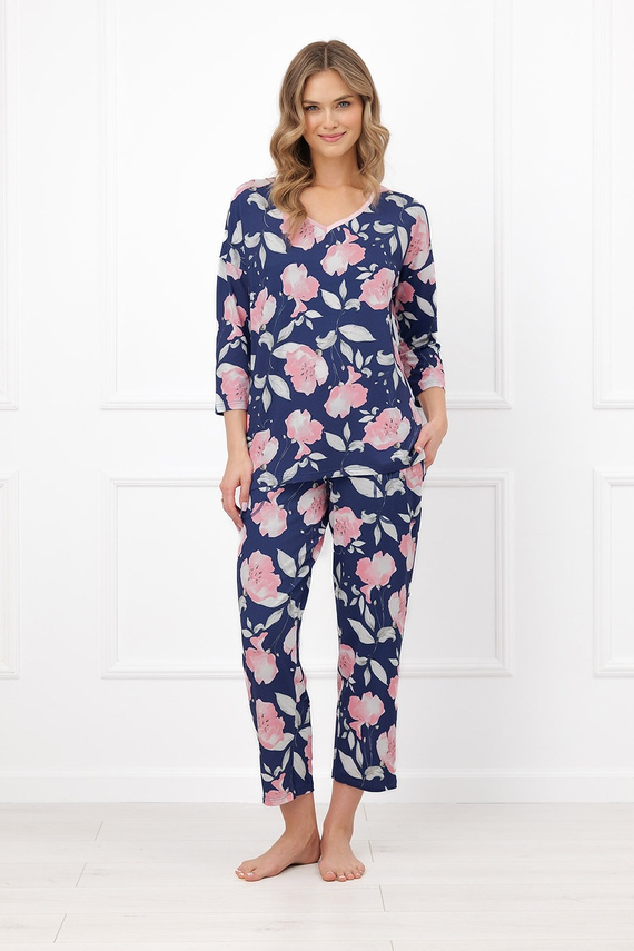 Pigiama donna Italian Fashion Entina cotone fiori manica 3/4 pantaloni 7/8