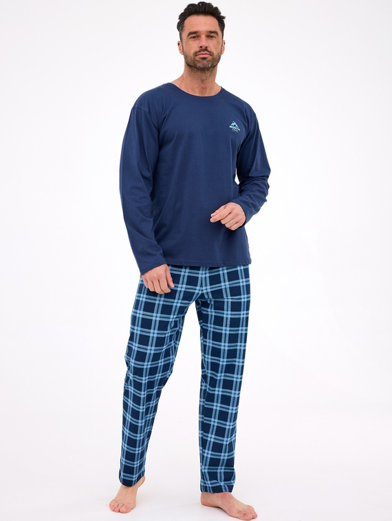 124/314 North Pigiama Cornette uomo blu navy - cotone, manica lunga