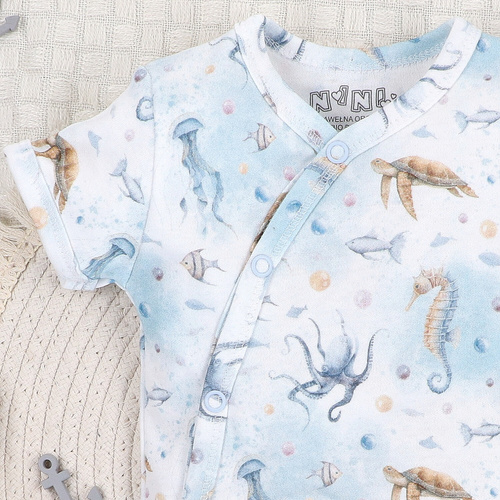 ABN-5443 Sea Of Joy Nini, body a manica corta - cotone biologico, per neonati