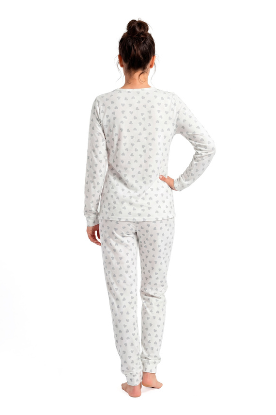 Donna Dani Long pigiama donna in cotone rosa, maglia a coste, pantaloni a quadri