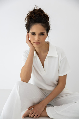 Sensis Zuri ecru pigiama donna – cotone e modal lungo