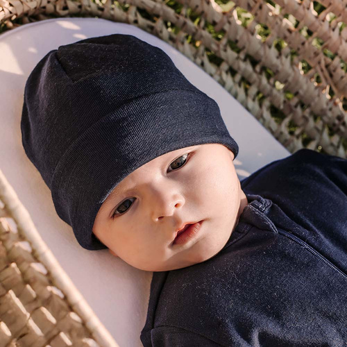 Berretto Merino Eevi - blu navy, 100% lana merino, traspirante e caldo