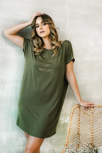 Natura Camicia da notte da donna, manica corta Moda italiana - kaki