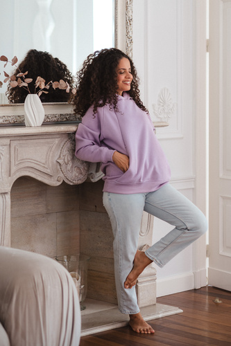 Felpa premaman e per allattamento Milk&love Motherhood oversize violetto tenue