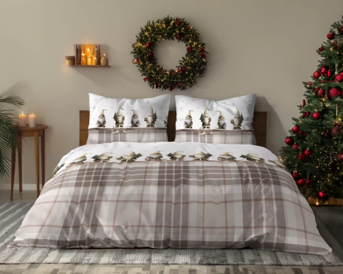 Biancheria da letto Detexpol 6061 A Gnomi Natalizi cotone bianco beige