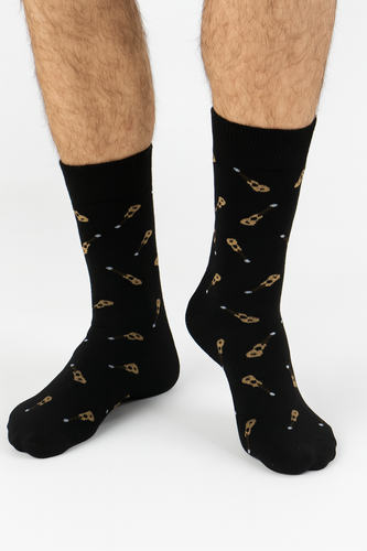 Calze da uomo Milena Avangard 0125-122 - Small Guitars | Cotone, banda non pressurizzata, produzione polacca - nero