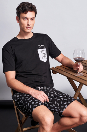 Gianny Pigiama uomo grigio Sorbetto - manica corta, pantaloncini, stampa, cotone