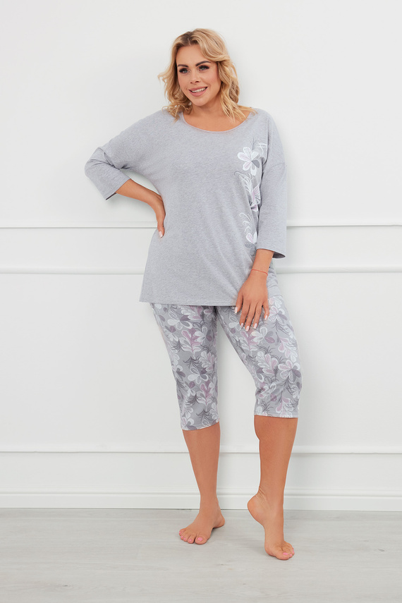 Ibena Pigiama donna manica 3/4, pantalone 3/4 Moda italiana - melange/stampa