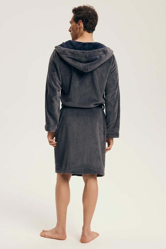 Accappatoio Henderson da uomo 43377 Natch grey - cappuccio, maglia calda, comfort ed eleganza