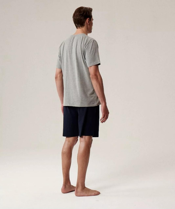 Pigiama da uomo NMP-396 - grigio blu navy e cotone, manica corta, leggero e confortevole per l'estate